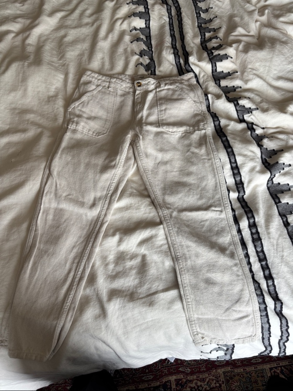 Lab Dip- Cargo Cropped Cream Utility Ankle Pants
